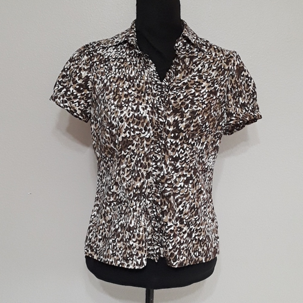 East 5th Brown & Cream Button Down Blouse